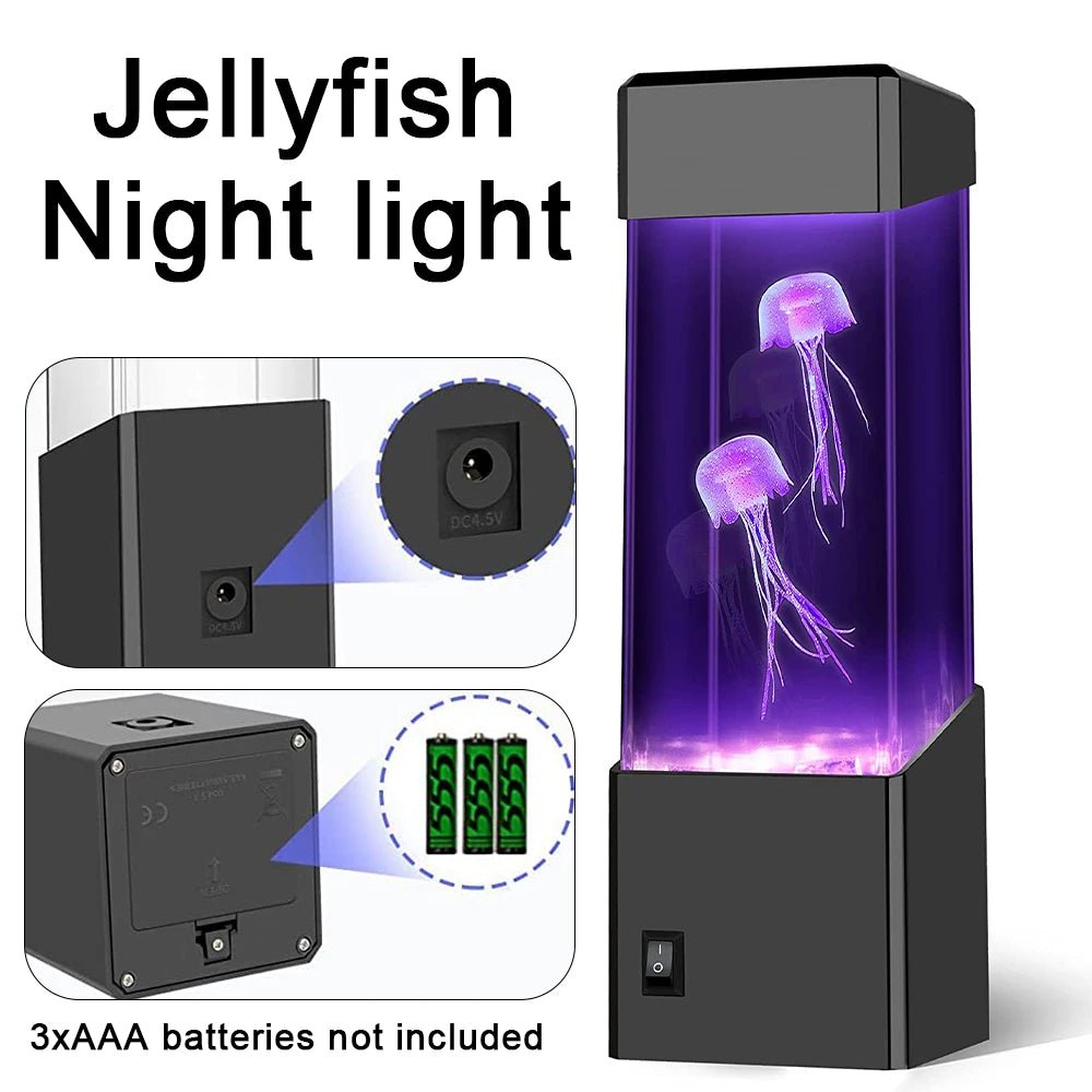 Led Jellyfish Tank Night Light Color Changing Table Lamp Aquarium Electric Mood Lava Lamp for Kids Children Gift Home Room Decor - Tatooine Nomad