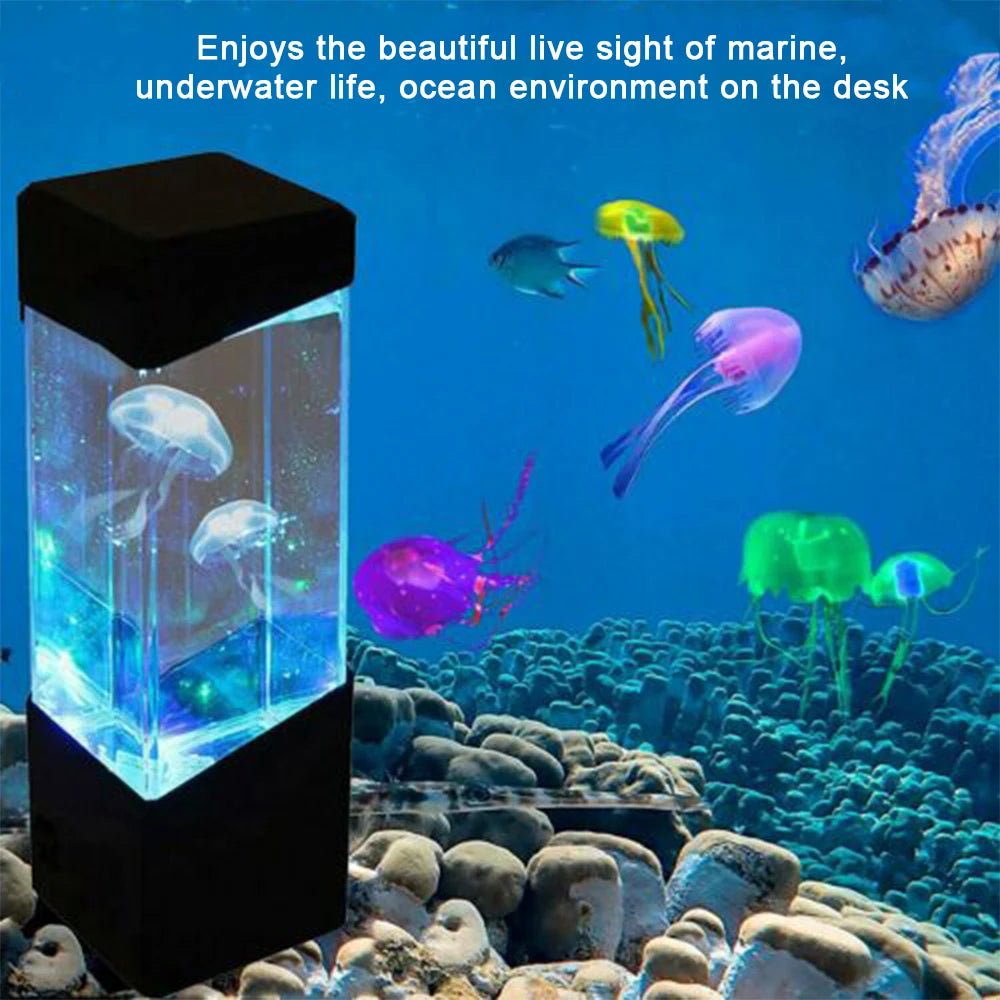 Led Jellyfish Tank Night Light Color Changing Table Lamp Aquarium Electric Mood Lava Lamp for Kids Children Gift Home Room Decor - Tatooine Nomad