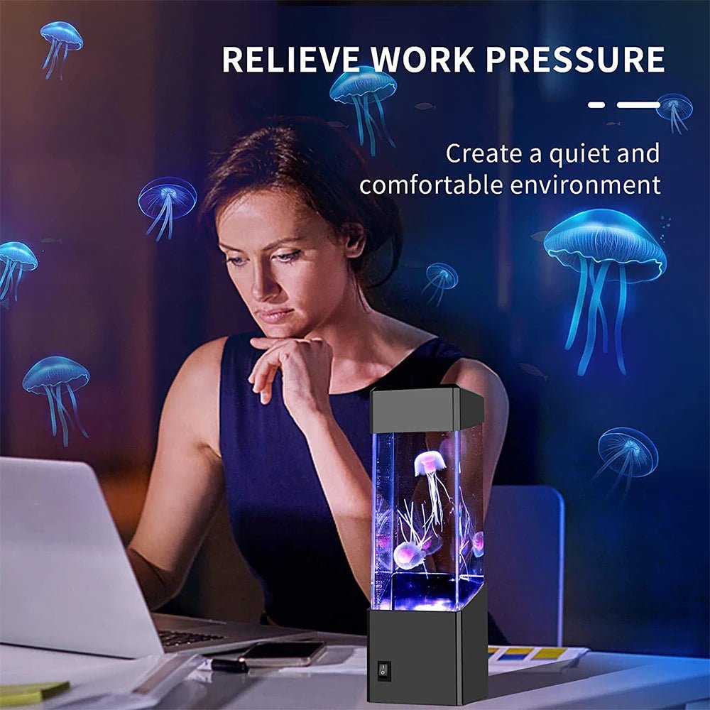 Led Jellyfish Tank Night Light Color Changing Table Lamp Aquarium Electric Mood Lava Lamp for Kids Children Gift Home Room Decor - Tatooine Nomad