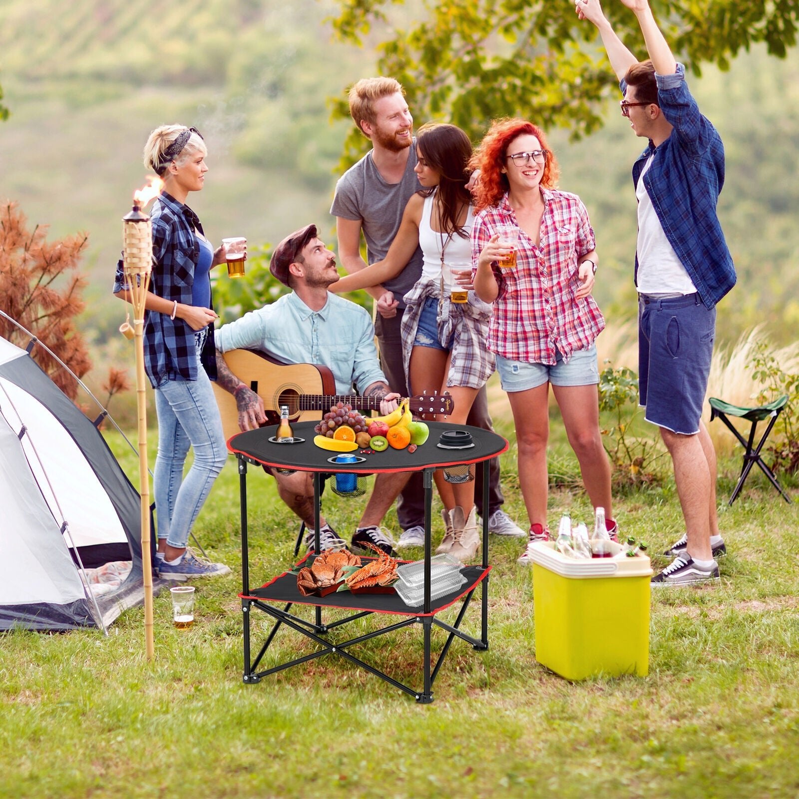 portable folding picnic table with cup holders and carry bag - Tatooine Nomad