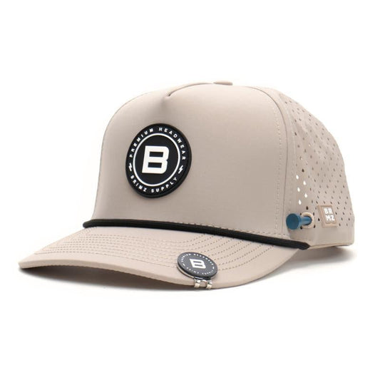 BRIMZ Tan Golf Performance Snapback Hat with Ball Marker - Tatooine Nomad