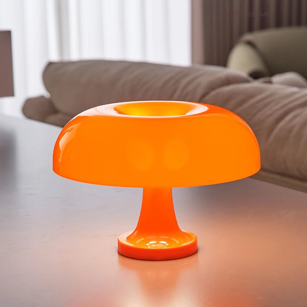 Stylish Mushroom Table Lamp – Modern Bauhaus Design, Orange Bedside Light - Tatooine Nomad