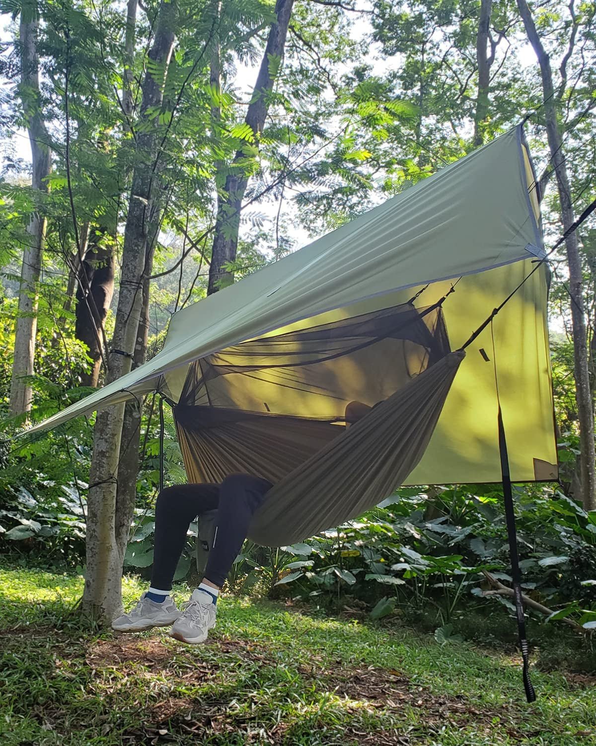 Sunyear Portable Double Camping Hammock with Net & Rain Fly - Tatooine Nomad