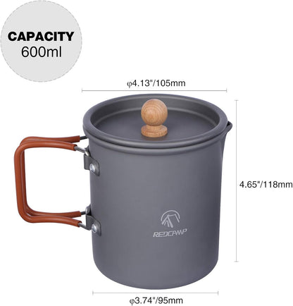 600ml Lightweight Aluminum Camping Coffee Pot with Cup - Tatooine Nomad