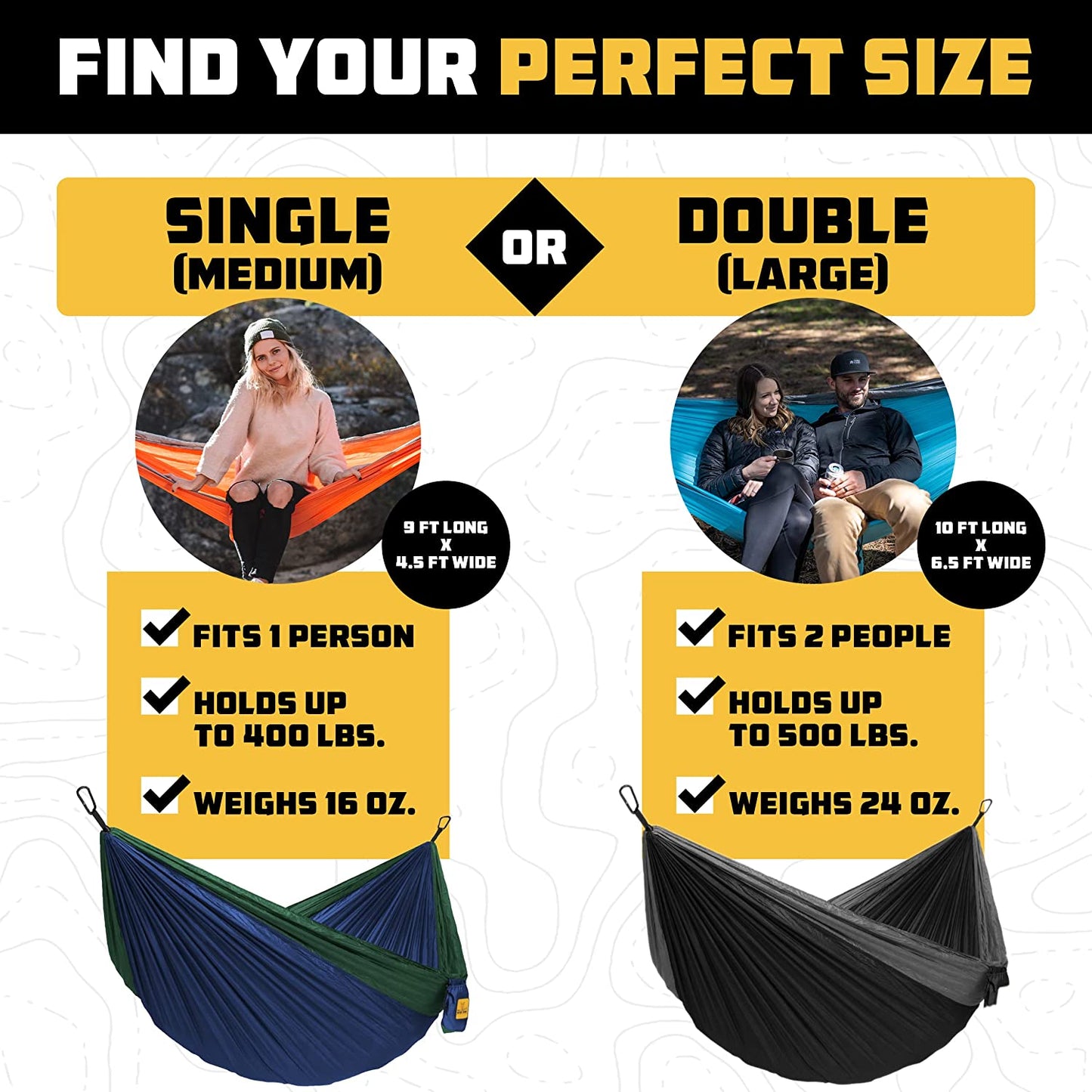 Hammock for Camping Hammocks Gear for the Outdoors Backpacking Survival or Travel - Portable Lightweight Parachute Nylon - up to 500Lbs - Tatooine Nomad