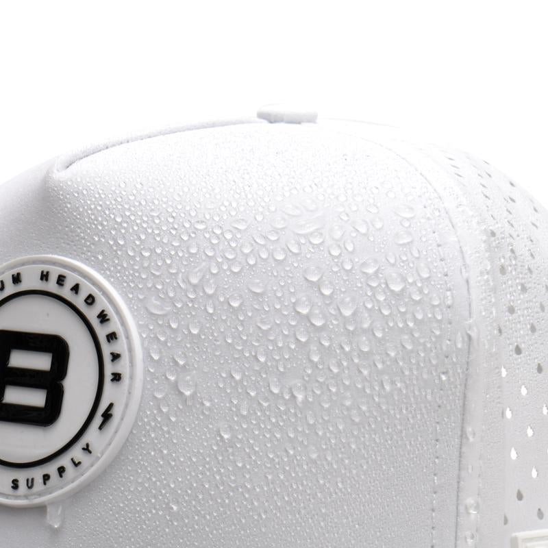 BRIMZ Outdoor Performance Hat - Breathable & Sweat Resistant Snapback (White/Black Brim) - Tatooine Nomad