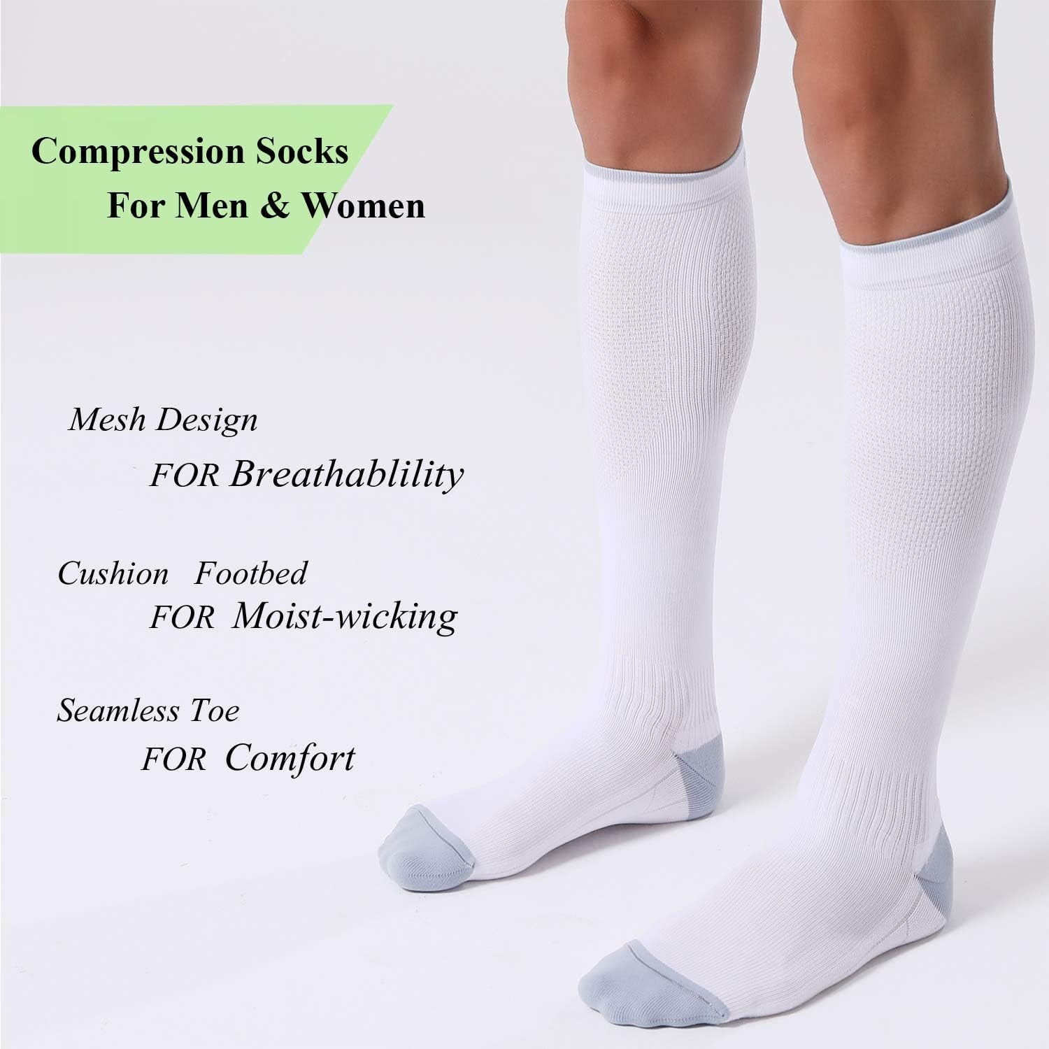 3 Pairs Compression Socks for Women and Men 20-30Mmhg-Circulation Support Socks