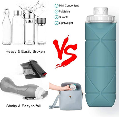 silicone collapsible water bottle with valve for hiking - Tatooine Nomad