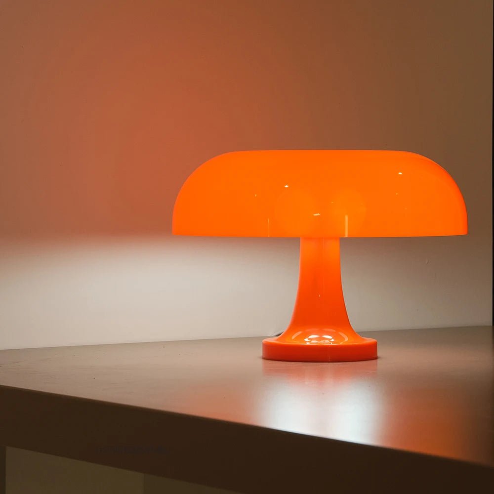 Stylish Mushroom Table Lamp – Modern Bauhaus Design, Orange Bedside Light - Tatooine Nomad