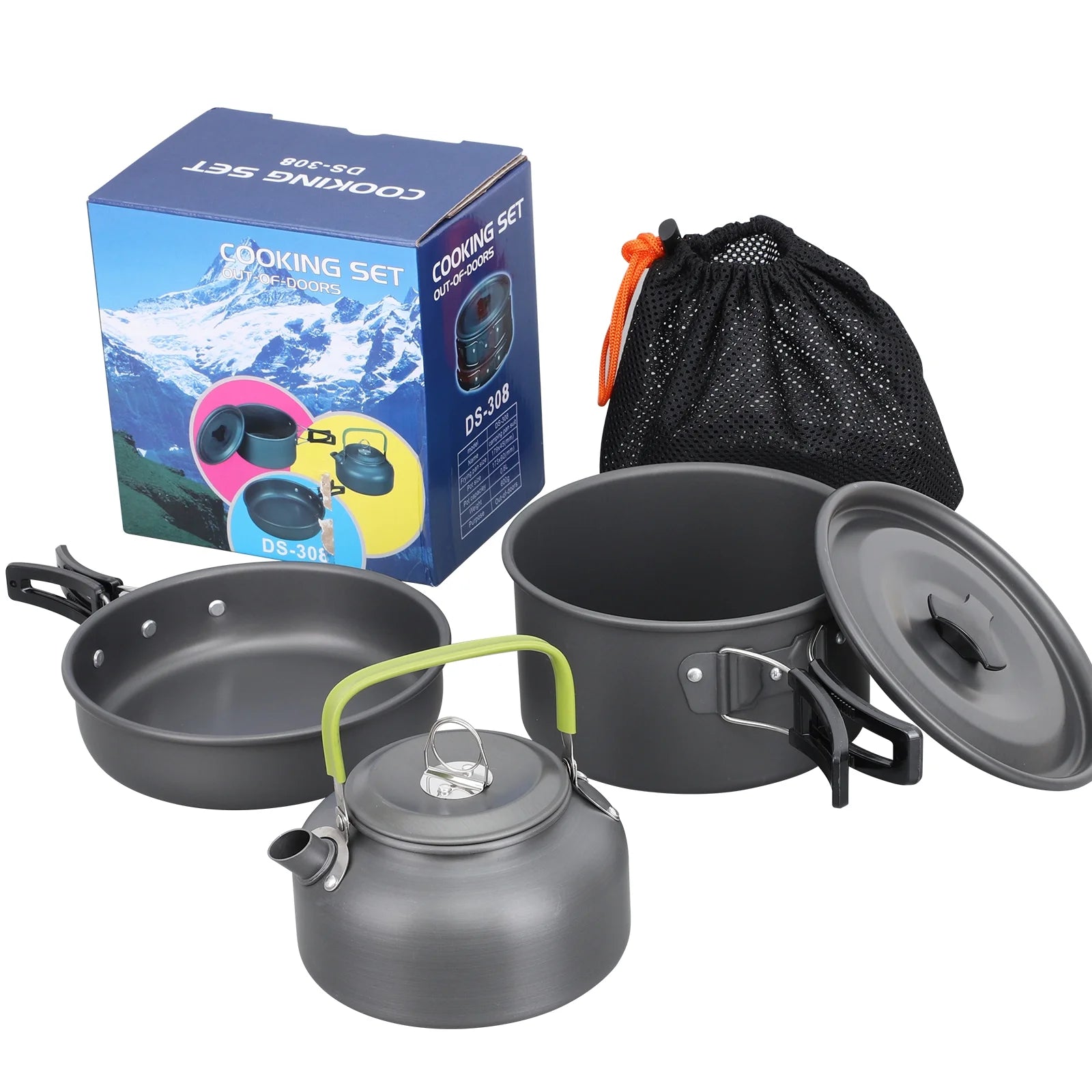 3Pcs Camping Cookware Non-Stick Camping Cooking Set Lightweight Camping Pots and Pans Set for Backpacking Outdoor Hiking Picnic