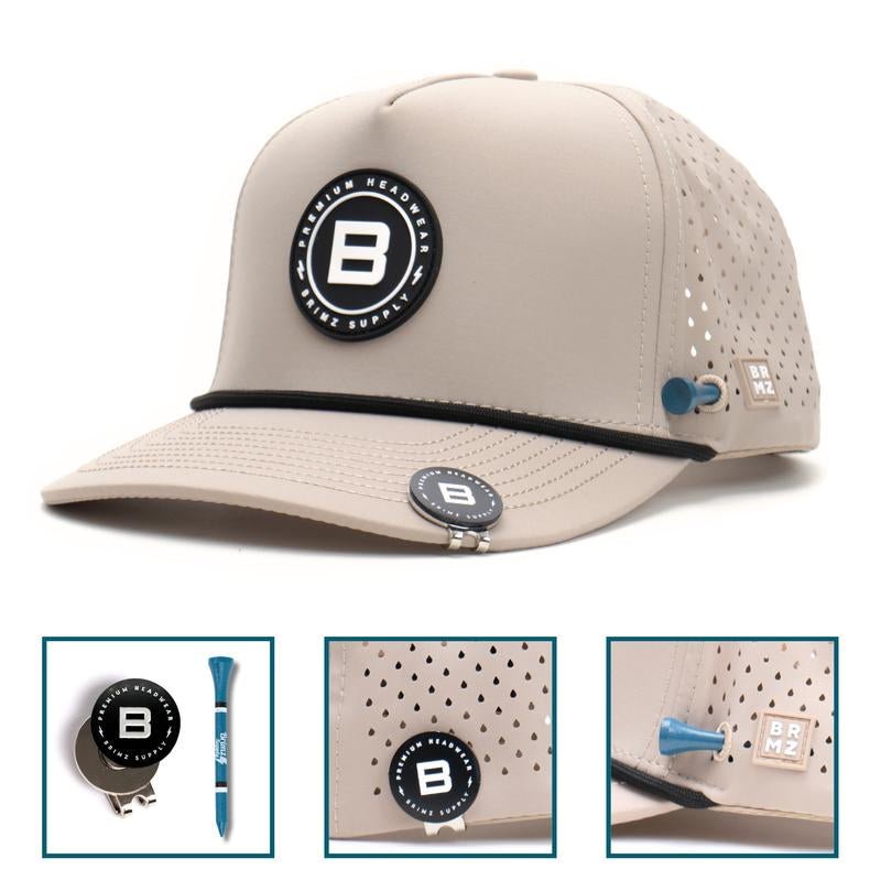 BRIMZ Tan Golf Performance Snapback Hat with Ball Marker - Tatooine Nomad