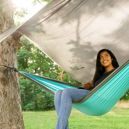 Hammock Tarp, Hammock Tent - Rain Tarp for Camping Hammock - Camping Gear Must Haves W/Easy Set up Including Tent Stakes and Carry Bag - Tatooine Nomad