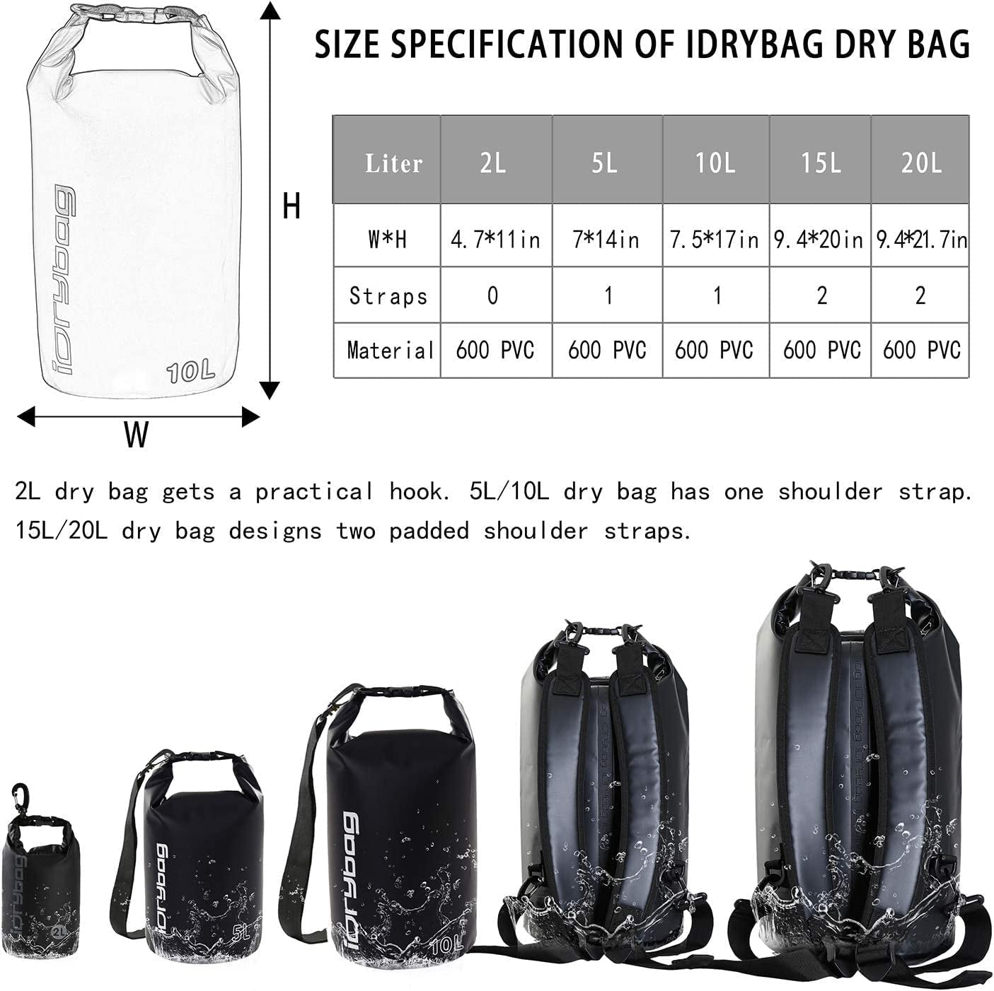 Dry Bags for Kayaking Waterproof 2L/5L/10L/15L/20L, Small Dry Bag Waterproof Floating, Dry Sack Waterproof Bag for Paddleboarding Travel