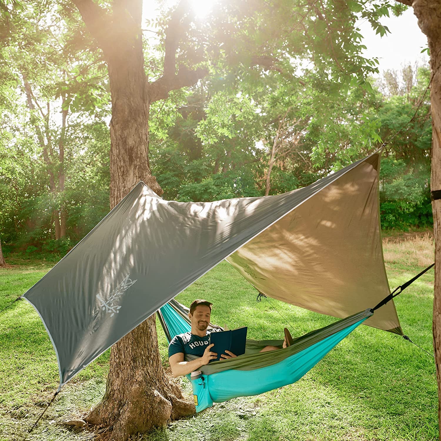 Hammock Tarp, Hammock Tent - Rain Tarp for Camping Hammock - Camping Gear Must Haves W/Easy Set up Including Tent Stakes and Carry Bag - Tatooine Nomad