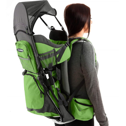 Hiking Baby Carrier Backpack - Comfortable Baby Backpack Carrier - Toddler Hiking Backpack Carrier - Child Carrier Backpack System with Diaper Change Pad, Insulated Pocket + Rain and Sun Hood