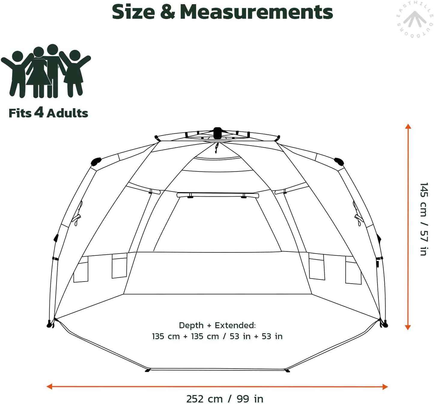 easthills instant shader dark shelter xl beach tent 99" - Tatooine Nomad