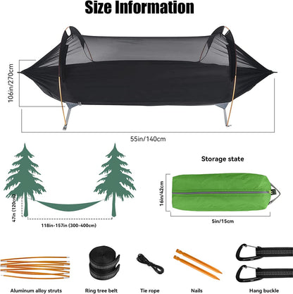 Camping Hammock with Mosquito Net and Rainfly Cover,Camping Hammock,Lightweight Portable Hammock,Waterproof Camping Hammock for Outdoor Backpacking Hiking Travel