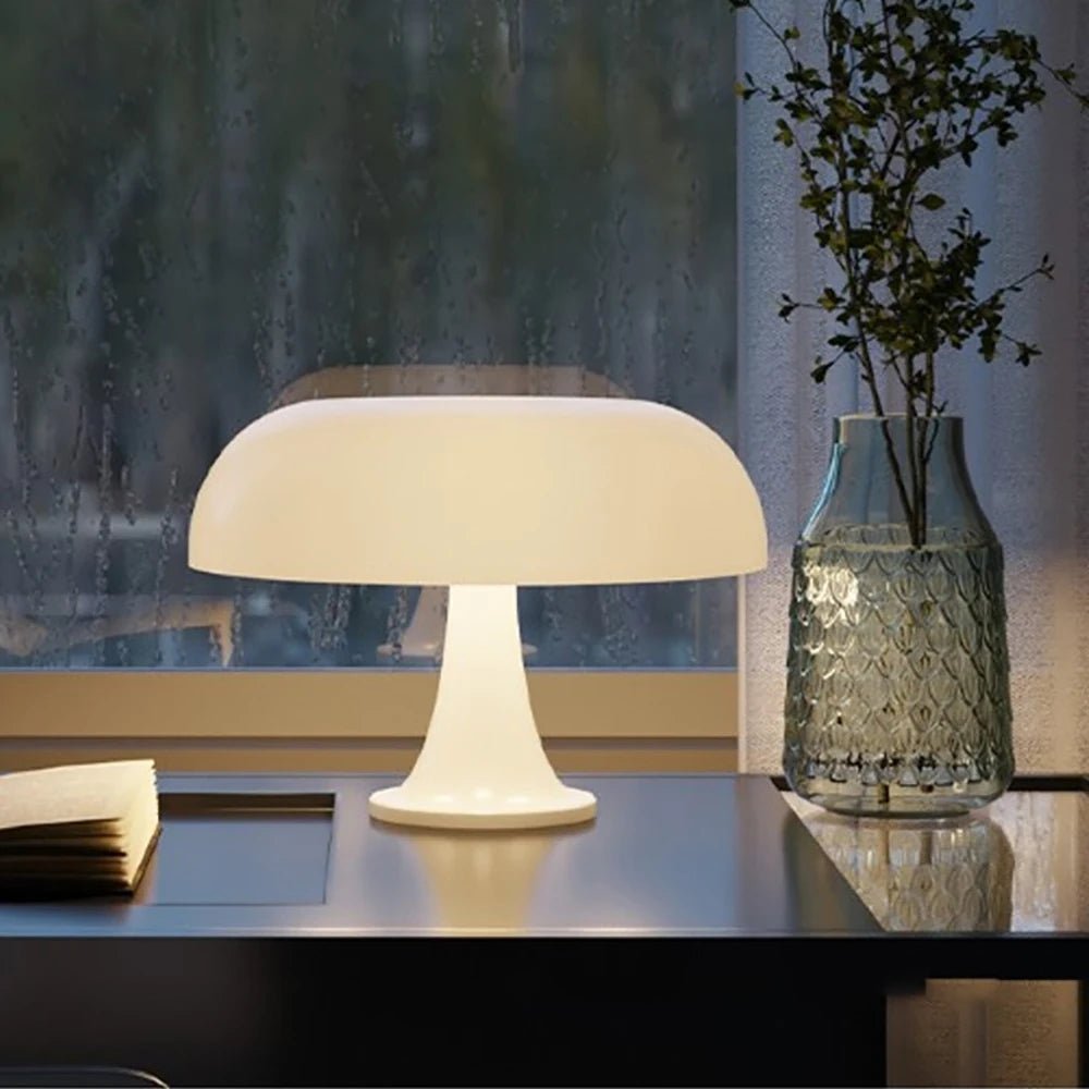 Stylish Mushroom Table Lamp – Modern Bauhaus Design, Orange Bedside Light - Tatooine Nomad