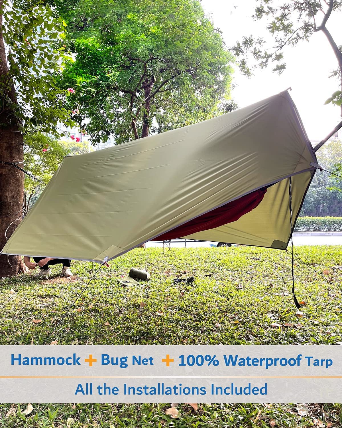 Sunyear Portable Double Camping Hammock with Net & Rain Fly - Tatooine Nomad