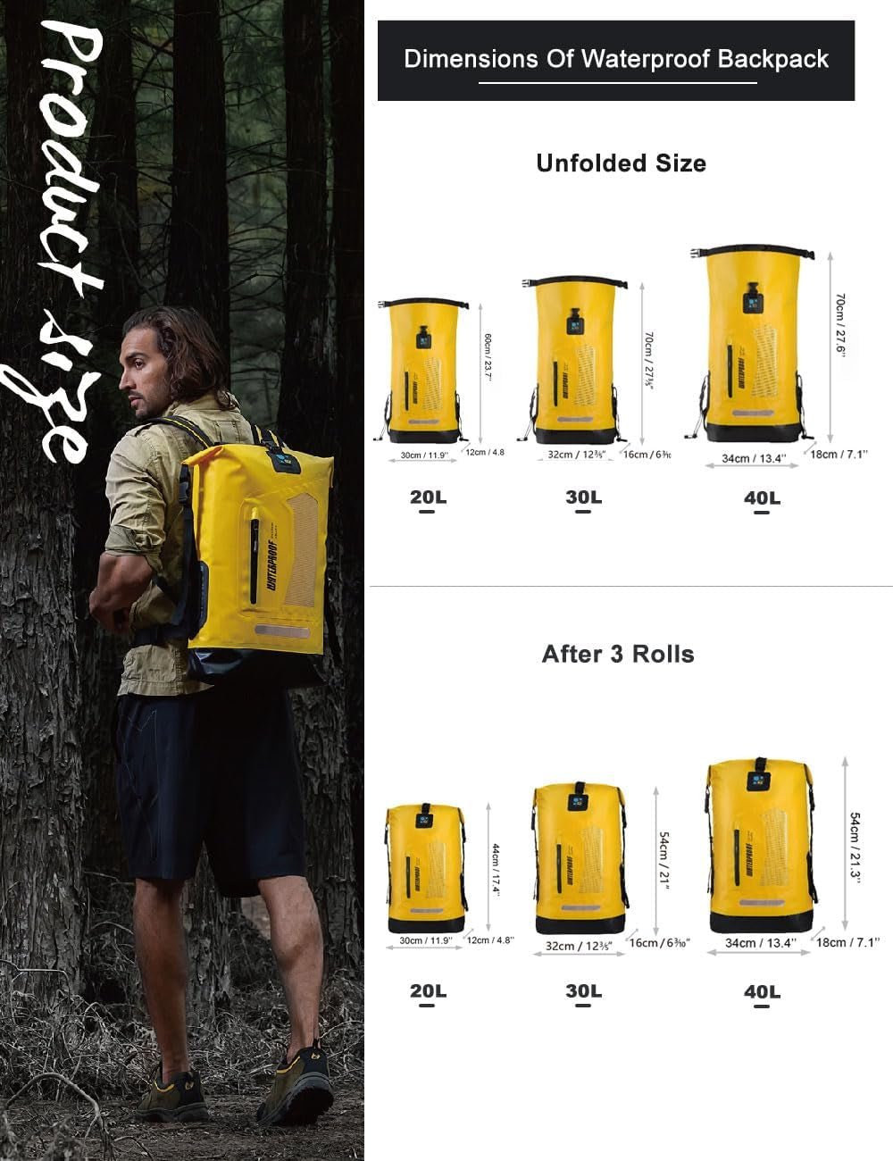 waterproof backpack dry bag 20L/30L/40L for outdoor adventures - Tatooine Nomad