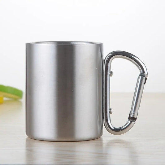 stainless steel camping mug with carabiner handle - 220/300/450ml - Tatooine Nomad