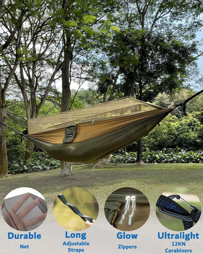 Sunyear Portable Double Camping Hammock with Net & Rain Fly - Tatooine Nomad