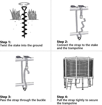heavy duty trampoline anchor stakes kit with bonus belts - Tatooine Nomad