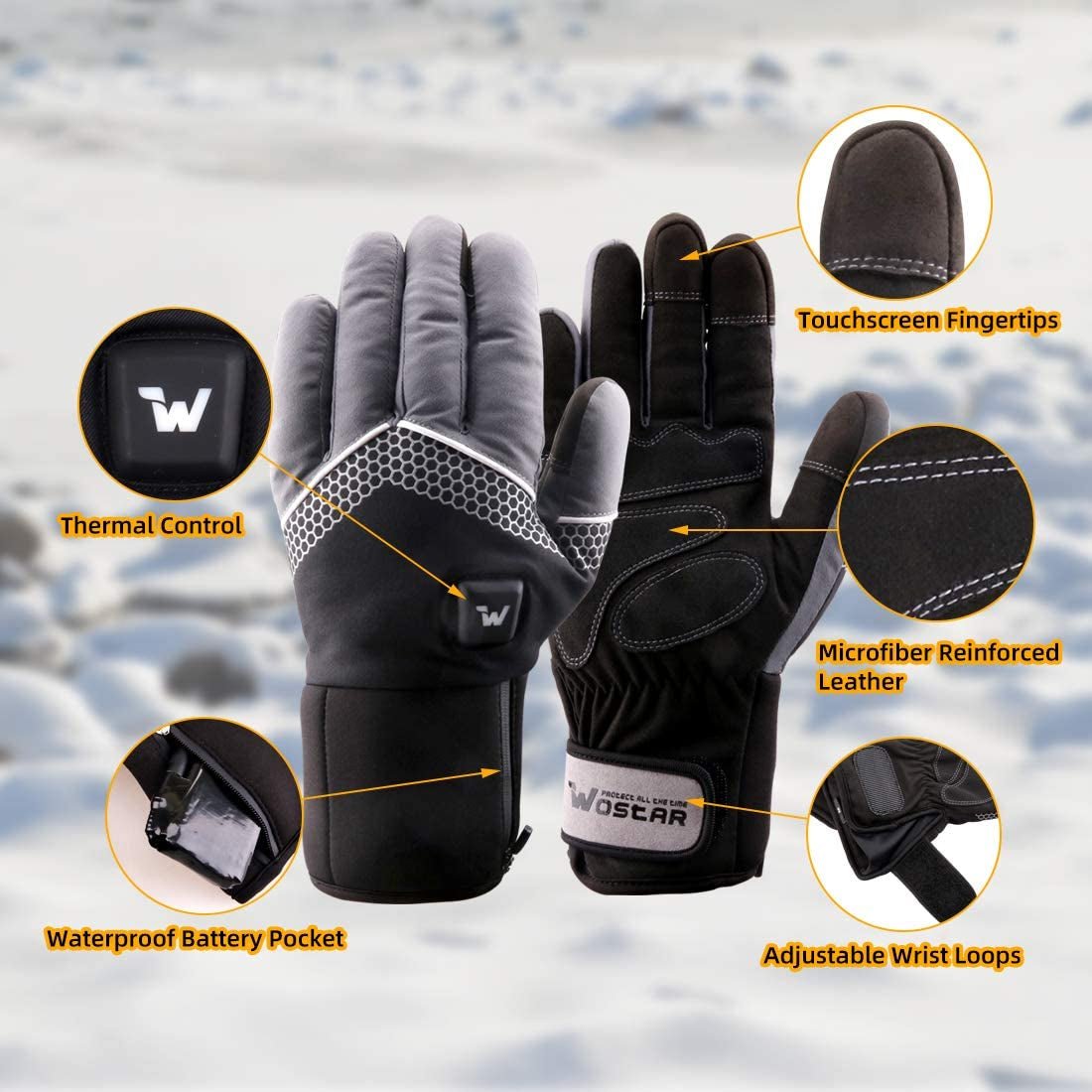 Wostar Electric Heated Gloves - 3 Heating Levels, Touchscreen, Waterproof - Tatooine Nomad