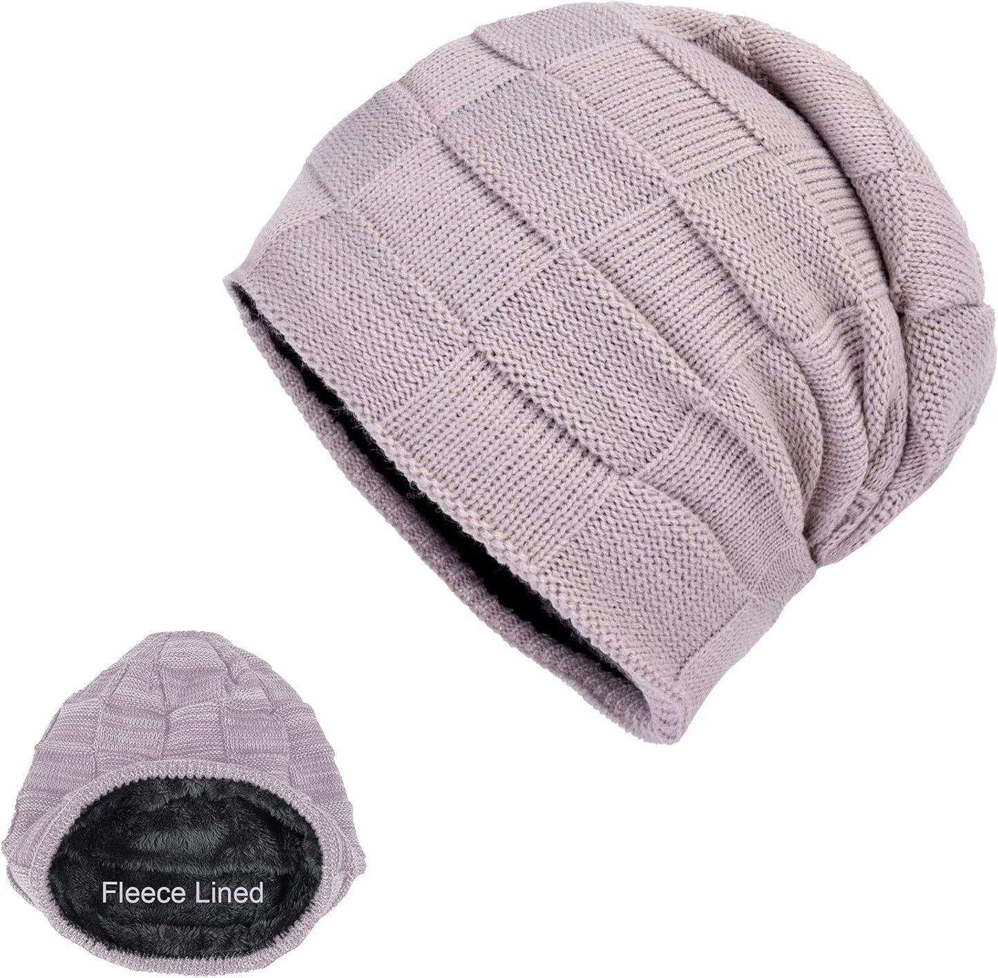 fleece - lined knit beanie for men and women - purple gray - Tatooine Nomad