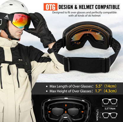 Hikenture magnetic ski goggles for prescription glasses, anti - fog - Tatooine Nomad