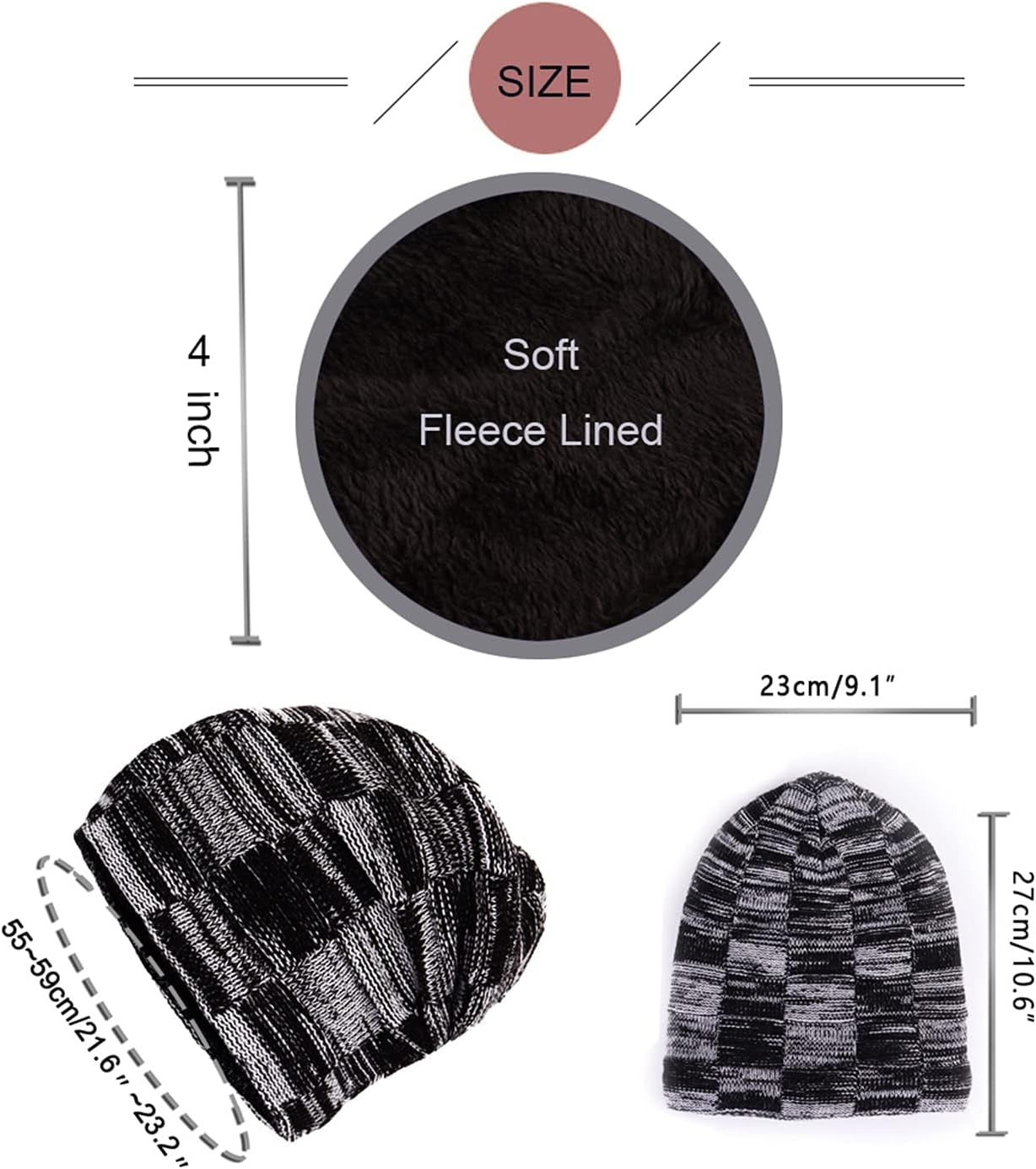 fleece - lined knit beanie for men and women - purple gray - Tatooine Nomad