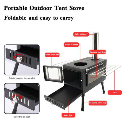 Multifunctional Portable Camping Wood Stove with Chimney - Tatooine Nomad