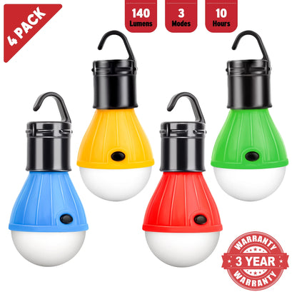 LED Hanging Camping Lantern Bulbs, Mini Camper Light Flashlight, Portable Emergency Battery Tent Lights, Camping, Outdoor Gear (4 Pack)