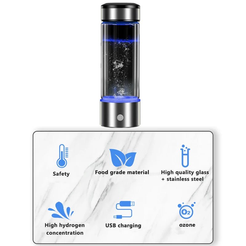 New Fashion 450Ml Portable Usb Rechargeable Water Electrolysis Ionizer Cup ,Rich Hydrogen Water Generator Bottle - Tatooine Nomad