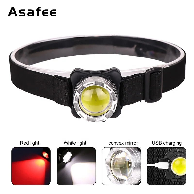 mini COB headlamp built-in battery white red color head lamp usb rechargeable outdoor night running light headlamp - Tatooine Nomad