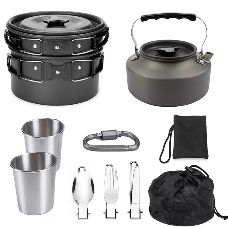 High quality Outdoor teapot pot set combination Portable Cookware Nonstick Pot Kettle Set Camping Mess Kit for HIking Campfire - Tatooine Nomad