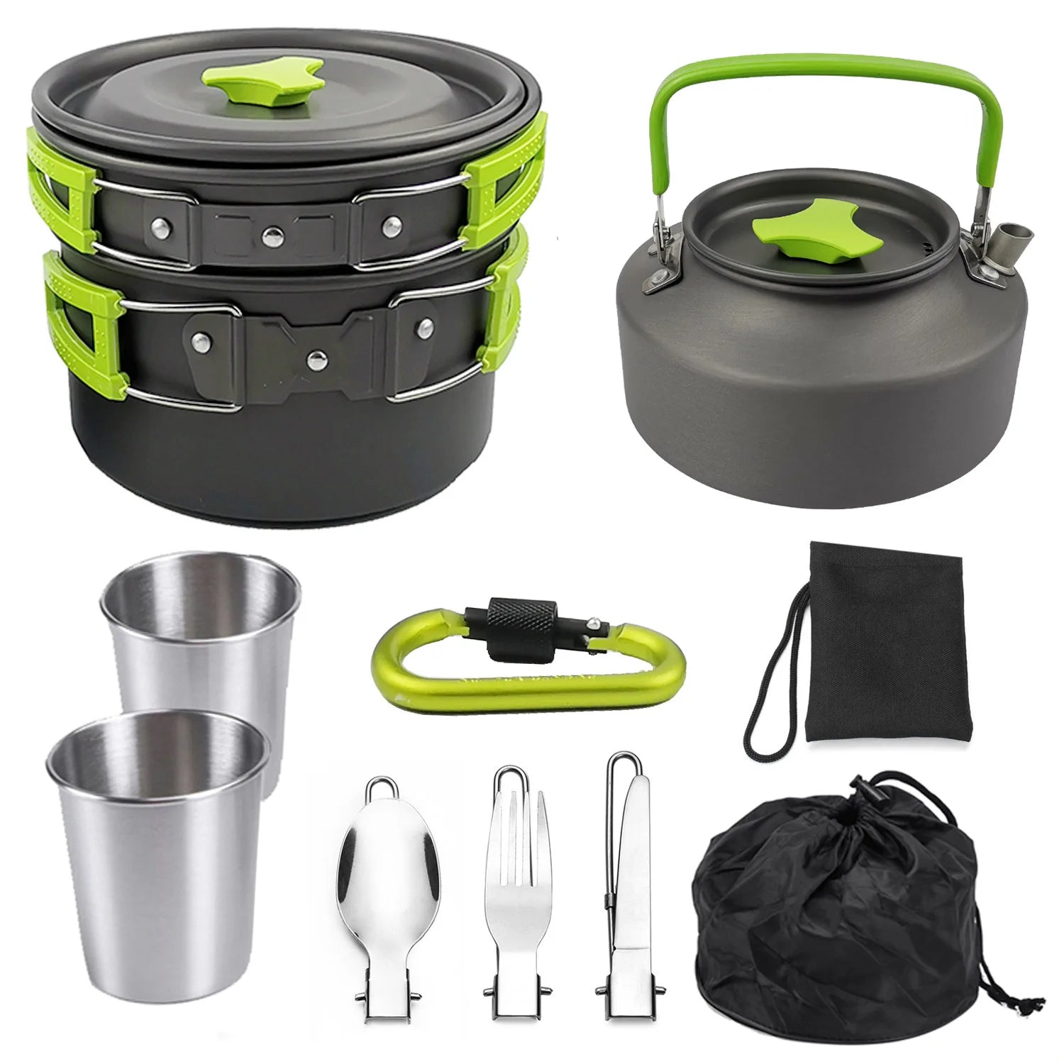 High quality Outdoor teapot pot set combination Portable Cookware Nonstick Pot Kettle Set Camping Mess Kit for HIking Campfire - Tatooine Nomad