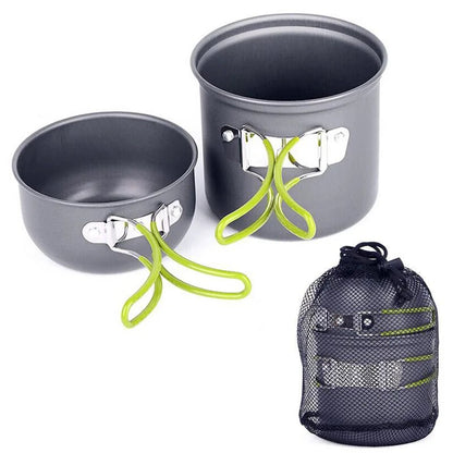 Wholesale portable aluminum cooker set camping cooker tableware set portable picnic stove tableware suitable for hiking outdoor - Tatooine Nomad