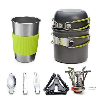 Wholesale portable aluminum cooker set camping cooker tableware set portable picnic stove tableware suitable for hiking outdoor - Tatooine Nomad
