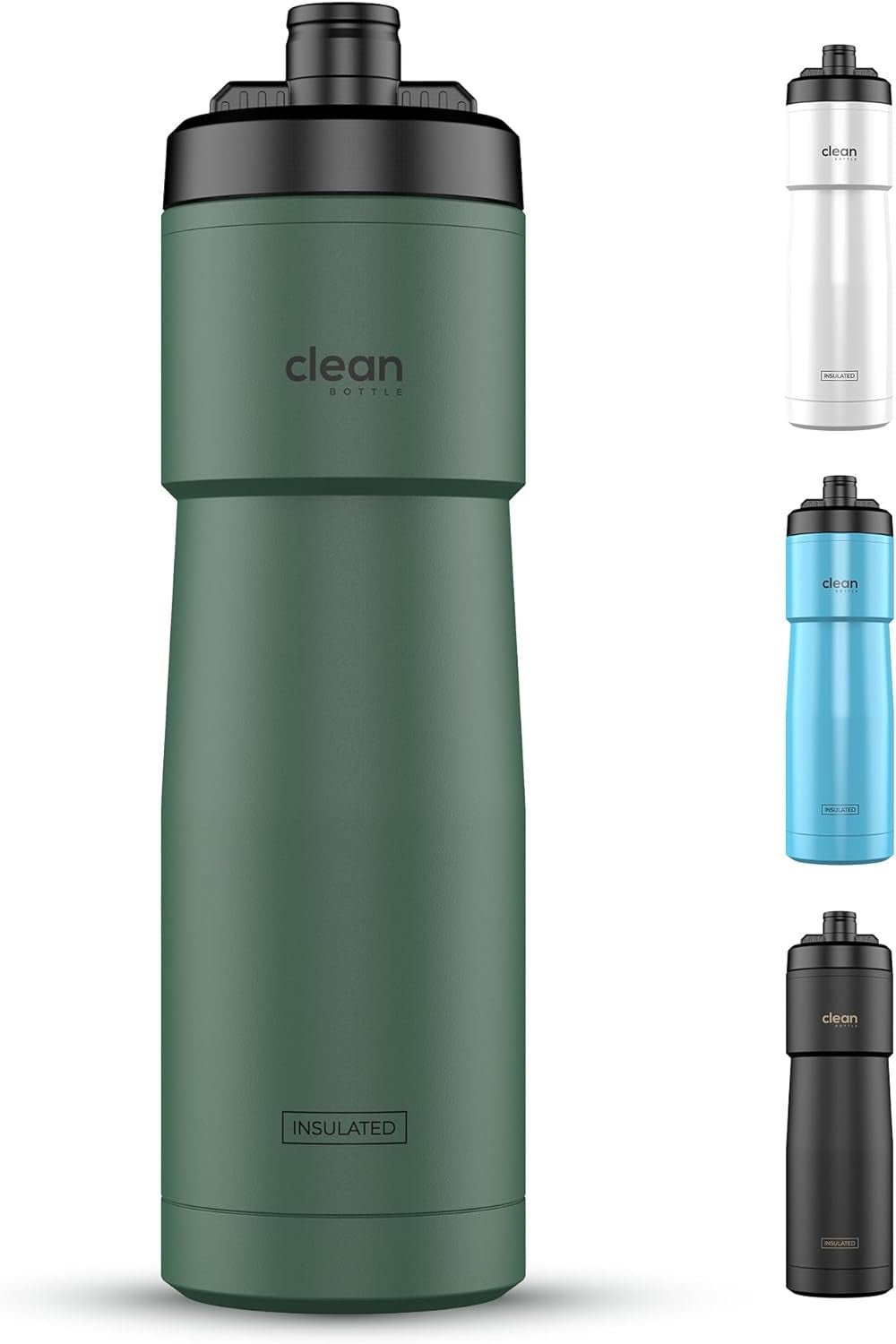 insulated bike water bottle with easy - clean nozzle - green - Tatooine Nomad