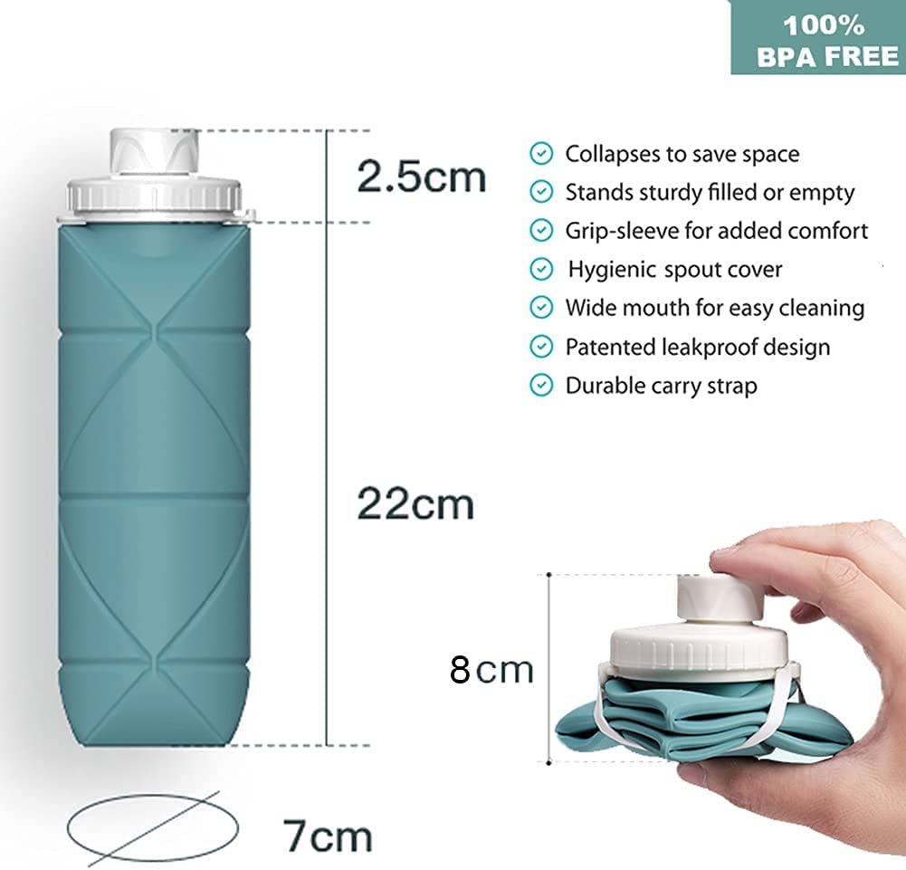 silicone collapsible water bottle with valve for hiking - Tatooine Nomad