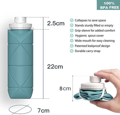 silicone collapsible water bottle with valve for hiking - Tatooine Nomad