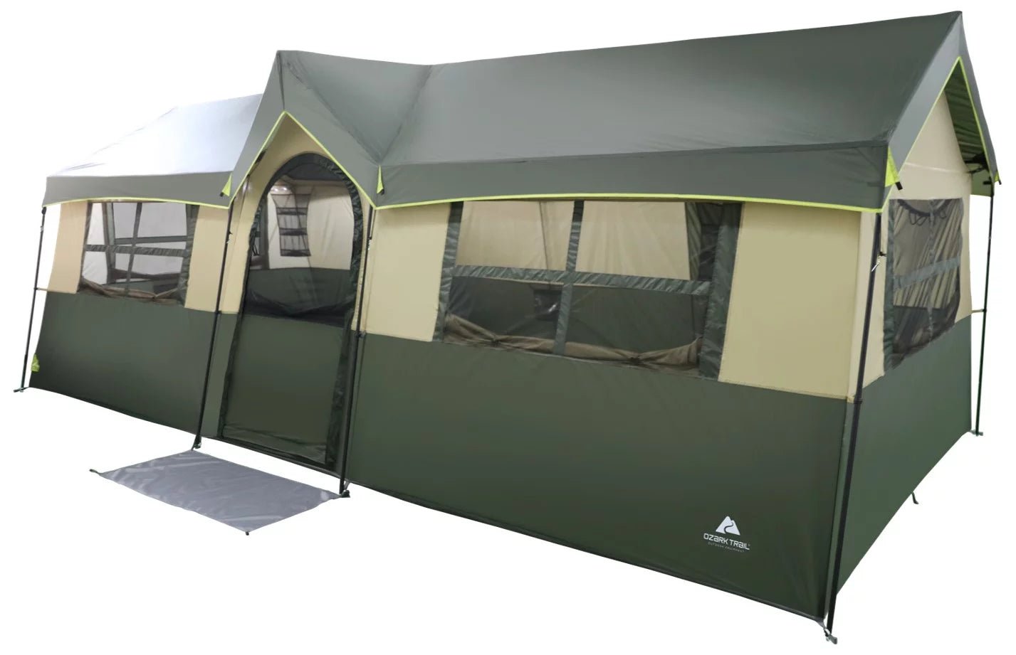 hazel creek 12 - person 3 - room cabin tent, green, 20' x 9' - Tatooine Nomad