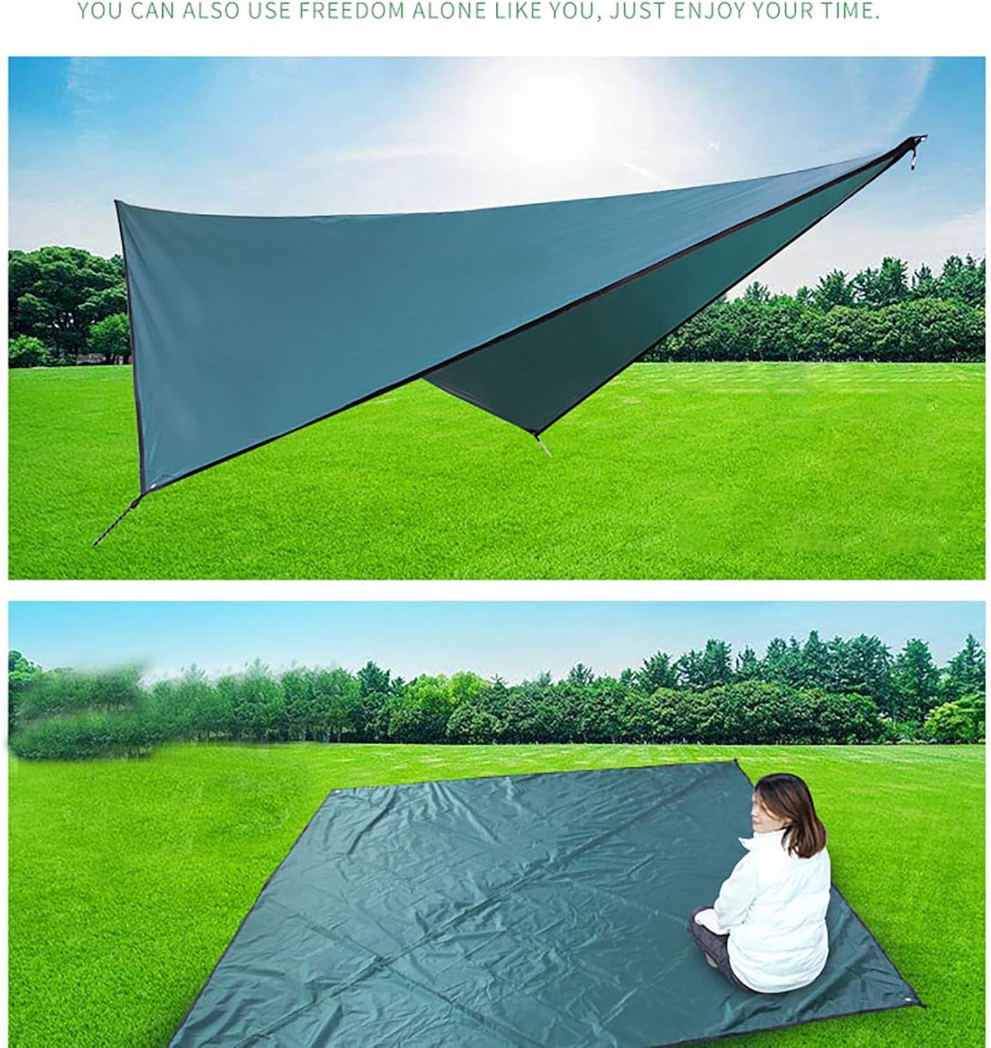 Hammock Tarp Tent 142"X114", Hammock Rain Fly Camping Tarp, Multifunctional Waterproof Tent Footprint for Camping, Sunshade, Picnic & Army Tent - Tatooine Nomad