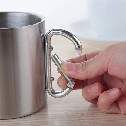 stainless steel camping mug with carabiner handle - 220/300/450ml - Tatooine Nomad