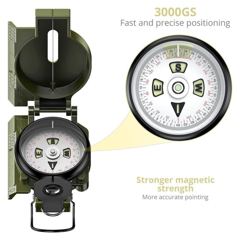 Anbte professional hiking compass with 3000 gauss magnetic intensity - Tatooine Nomad