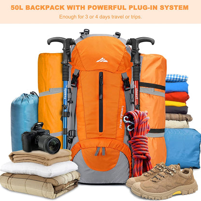 50L waterproof hiking backpack with rain cover and storage - Tatooine Nomad