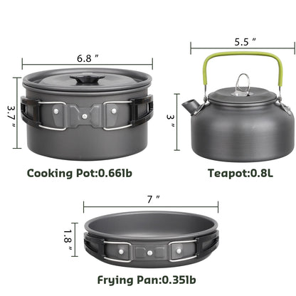 3Pcs Camping Cookware Non-Stick Camping Cooking Set Lightweight Camping Pots and Pans Set for Backpacking Outdoor Hiking Picnic