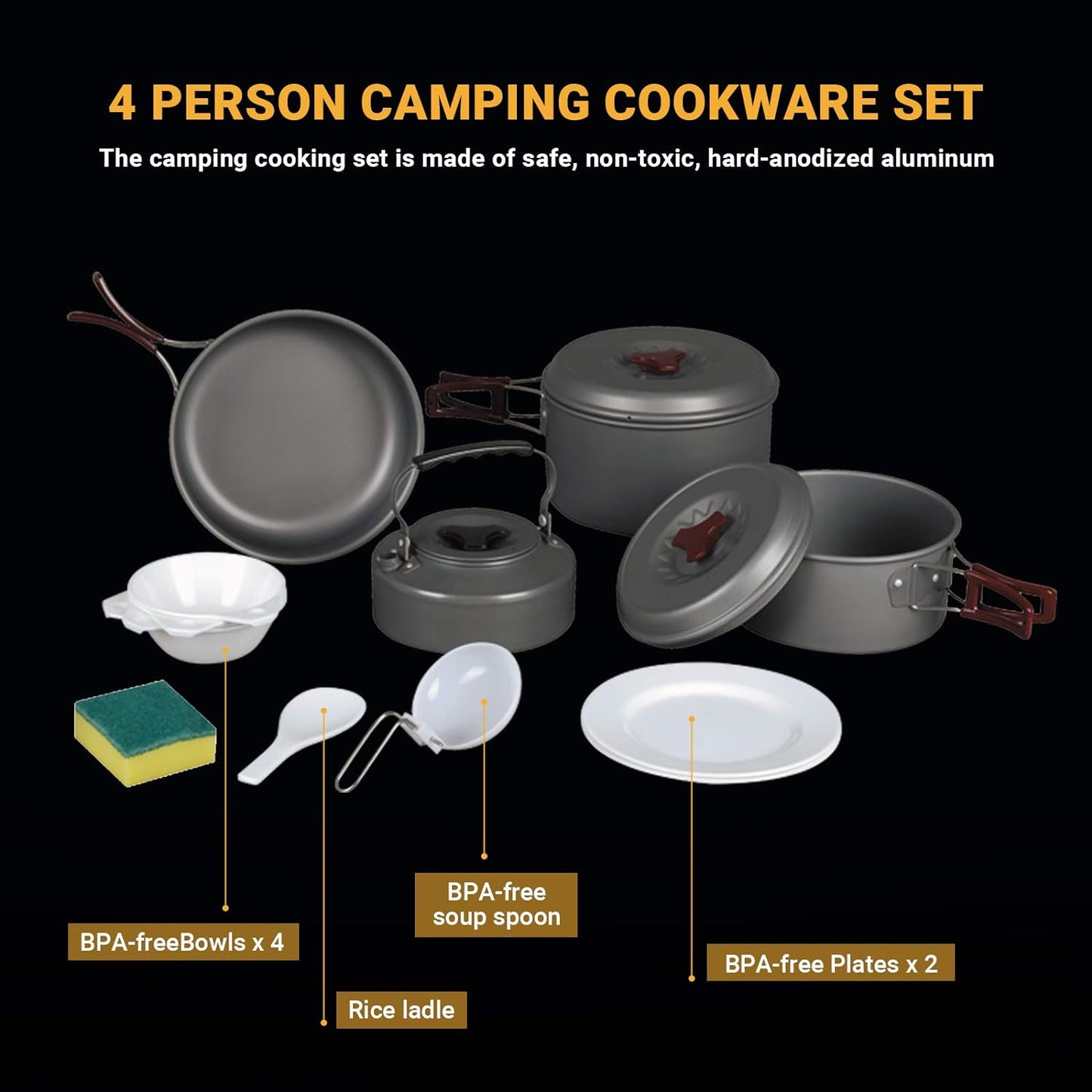 24/13/11/8PCS Camping Cookware Pots and Pans Backpacking Cooking Set Lightweight Cookware Mess Kit Outdoor Cook Gear for Family Hiking Picnic - Tatooine Nomad