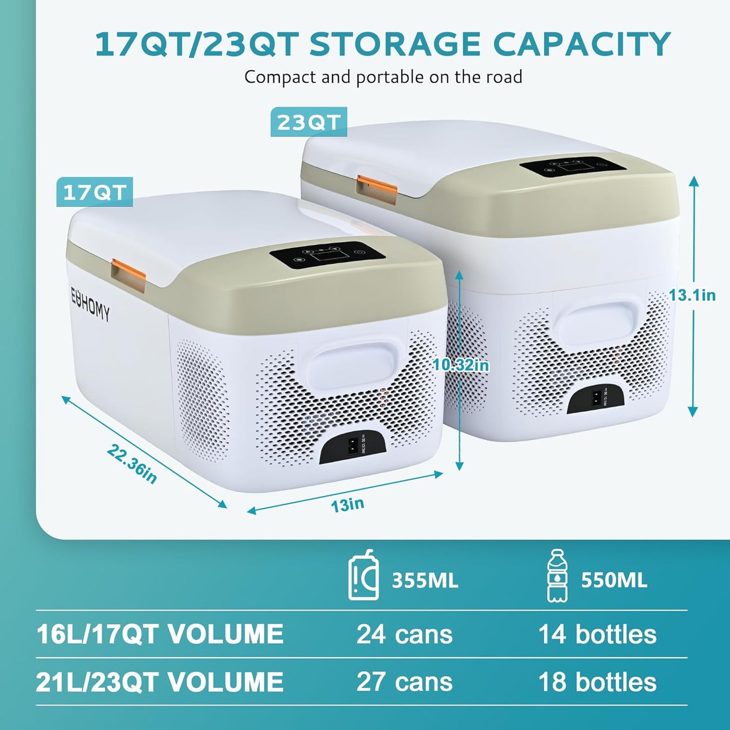 Portable 12V Refrigerator Freezer for RV & Camping 23Qt - Tatooine Nomad